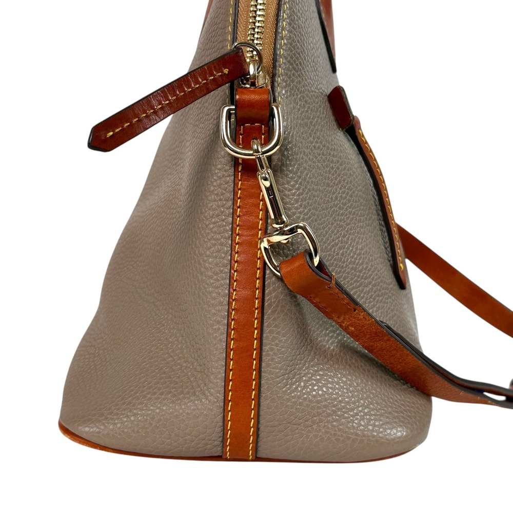 Dooney & Bourke Pebbled Leather Domed Satchel Taupe Brown Large Crossbody‎ Bag - Picture 7 of 15